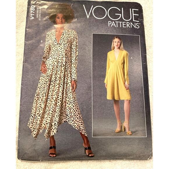 Sewing Pattern Vogue V1780 Sewing Pattern Miss Deep V-neck Dress Pullover LG-XXL - Picture 1 of 9